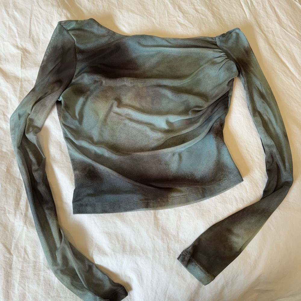 Asymmetrical Off-Shoulder Mesh Top